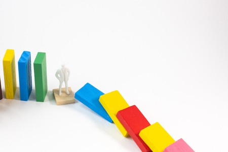 Domino colour close up image  on white background.の写真素材