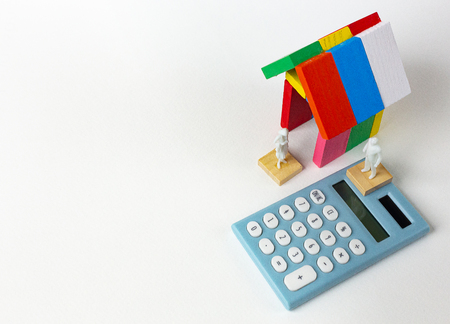 Domino multi color build home on white background.の写真素材