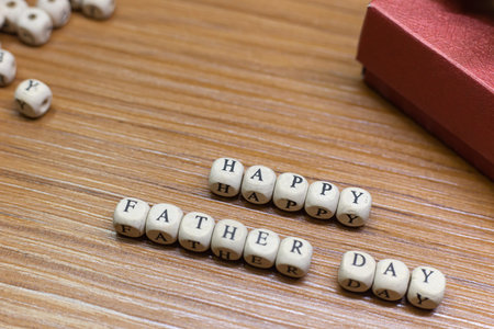 The Father Day celebration on wood background top view