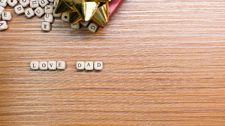 The Father Day celebration on wood background top viewの写真素材
