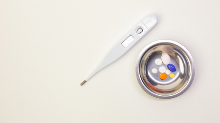 The medical drugs on white background close up image.の写真素材