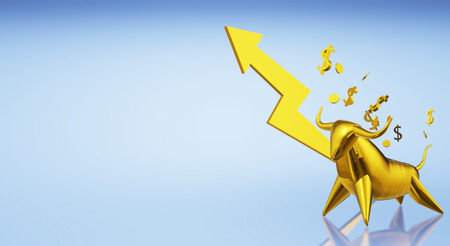 The 3d rendering gold bull for business content.の写真素材