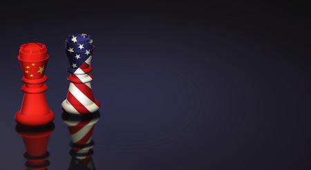 The 3d rendering  king chess China vs America Trade War concept.の写真素材