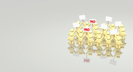 3d rendering people share a protest sign hold Mob concept.