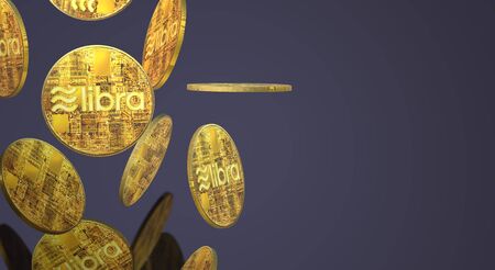 Gold coin Libra 3d rendering cryptocurrency   content.の写真素材
