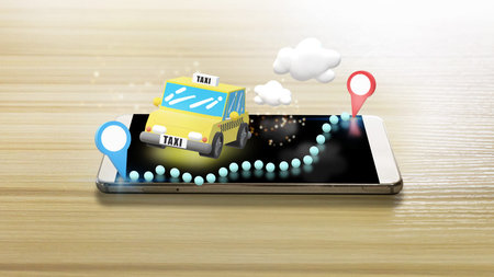 The taxi and smartphone for taxi mobile app content.