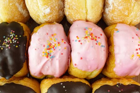 The donuts close up image for food content.の写真素材