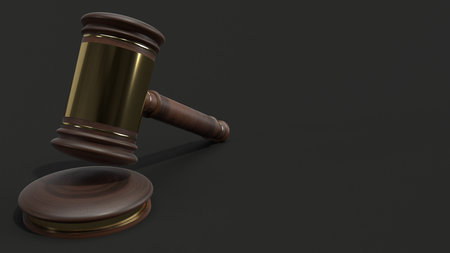 The hammer wood 3d rendering for law concept.