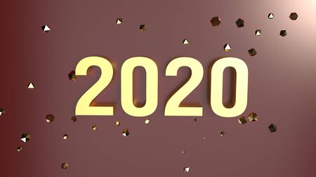 The  3d rendering 2020 gold number for new year  concept.の写真素材