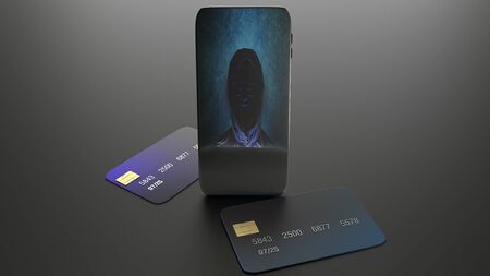 The mobile and credit card for cybersecurity concept 3d rendering.の写真素材