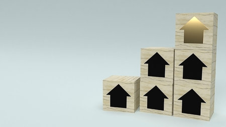 The gold house and Magnifying glass for  Property concept 3d rendering.