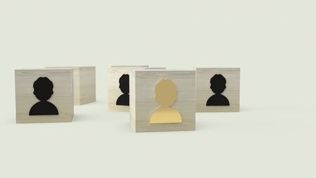 The man symbol on wood cube for Human resources and business concept 3d rendering.の写真素材