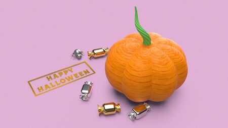 The 3d rendering pumpkin on pink background for halloween concept.の写真素材