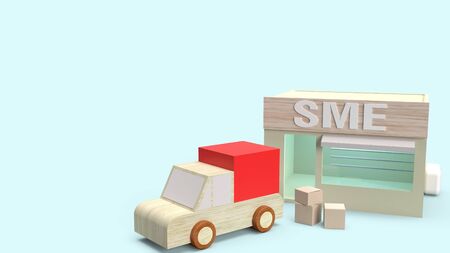 The shop and box to  transport 3d rendering for sme concept.の写真素材