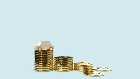The car  wood toy and gold coins for  car business content.の写真素材