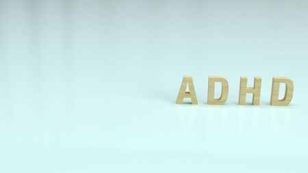 ADHD wood text on glossy plate for medical content 3d rendering.の写真素材