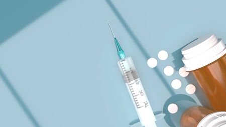 The  injection needle drugs pill 3d rendering for  medical concept.の写真素材