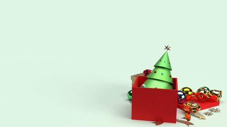The Christmas tree in gift box 3d rendering for Christmas content.の写真素材