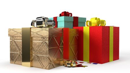 The gift boxs  on white background 3d rendering image for celebration content.の写真素材
