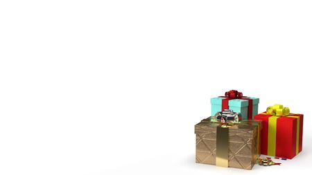 The gift boxs  on white background 3d rendering image for celebration content.の写真素材