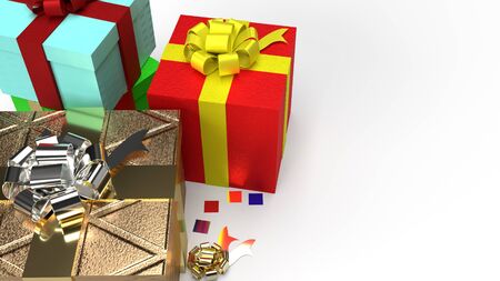 The gift boxs  on white background 3d rendering image for celebration content.の写真素材