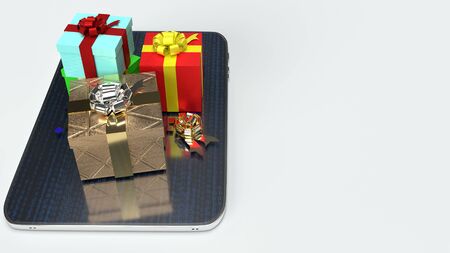 The Tablet  and Gift box  3d rendering for shopping online or celebration concept.の写真素材