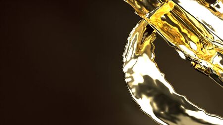 The gold liquid on black  3d rendering for  abstract background.の写真素材