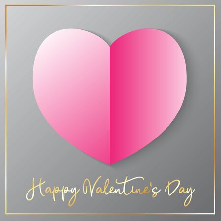 The pink heart paper vector for valentines content.のイラスト素材