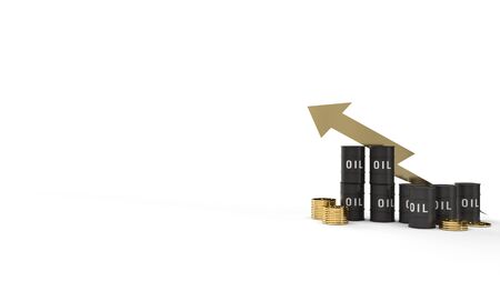 The tank oil and gold coins  3d rendering for petrol content.の写真素材