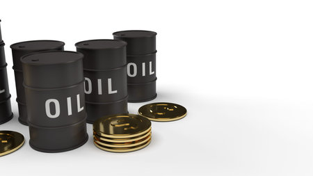The tank oil and gold coins  3d rendering for petrol content.