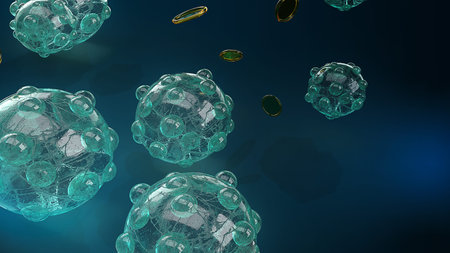 The virus in dark tone 3d rendering for  medicine  and  healthcare content.