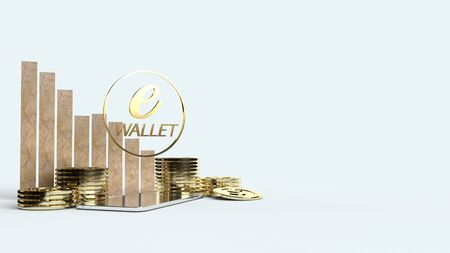 mobile symbol e wallet  and gold coins 3d rendering for e business concept.の写真素材