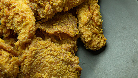 The American fried chicken close up image for food content.の写真素材