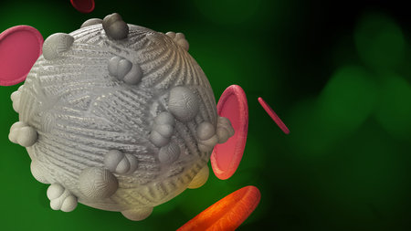 virus in green dark tone 3d rendering for  medicine  and  healthcare content.