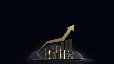 The  chart up on tablet 3d rendering for business contentの写真素材