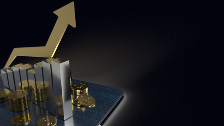The  chart up on tablet 3d rendering for business content