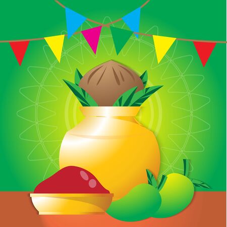 The ugadi  indian festival vector image for holiday content.のイラスト素材