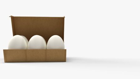 The eggs in paper box on white background 3d rendering for food content.の写真素材