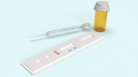The antibody test for cover 19 3d rendering for medicine content.