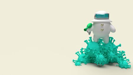 The man hazmat suit and virus 3d rendering  for medical content.の写真素材