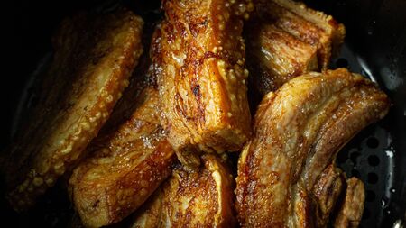 The crispy pork belly flat lay image for food content.の写真素材