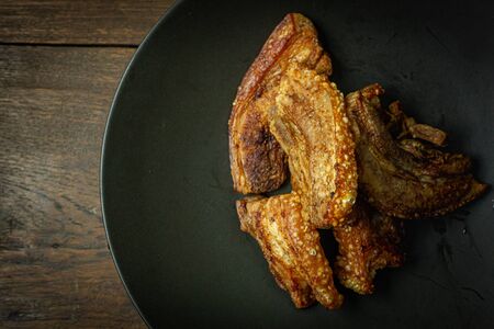 The crispy pork belly flat lay image for food content.の写真素材