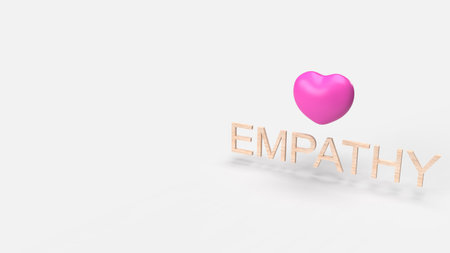 The pink hearth and empathy wood text 3d rendering for background content.