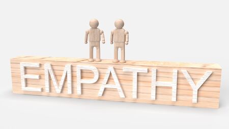 The figure toy and  empathy wood text 3d rendering for background content.
の写真素材