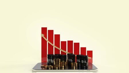 The oil tank  and gold coins  3d rendering for petroleum content.の写真素材