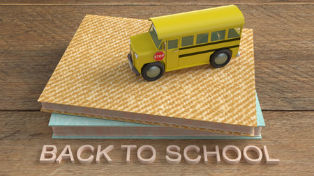 The school bus 3d rendering for back to school content.
