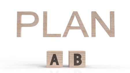 plan word and a b wood cube for symbol  choose  3d rendering image.
の写真素材