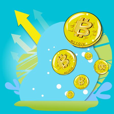The bitcoin coins vector image for business content.のイラスト素材