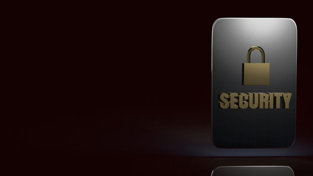 The security text  and master key on tablet 3d rendering image.