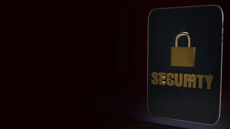 The security text  and master key on tablet 3d rendering image.の写真素材
